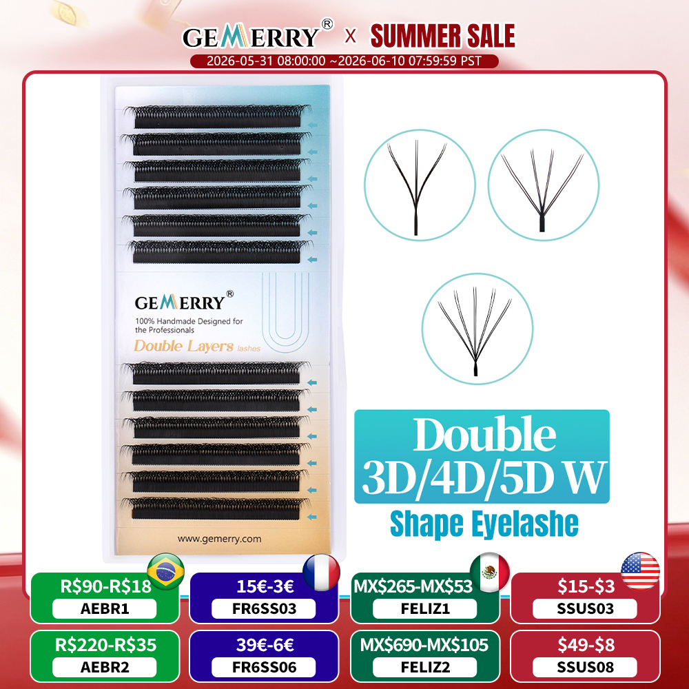 Eyelash Extension Double Volume - GEMERRY 4D/6D/8D/10D W Lashes Double Tips